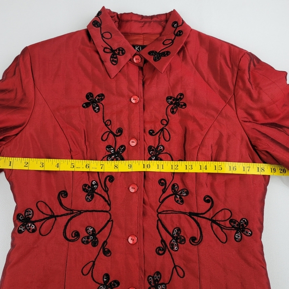 Silkland Silk Embellished Womens Quilted Jacket Coat Sz Medium - Picture 7 of 16